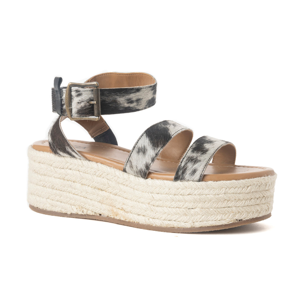 Longhorn Lasso Leather Sandals in Cowprint Hairon