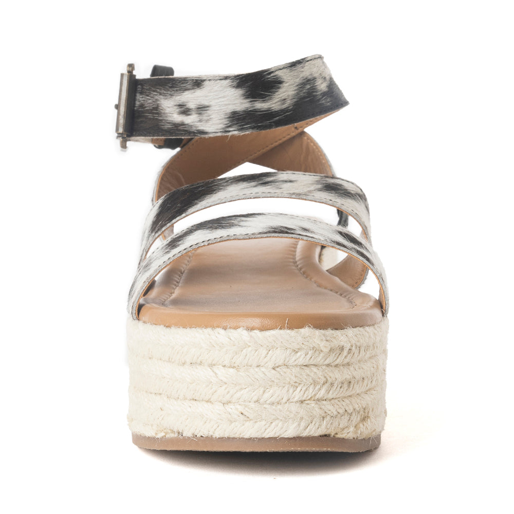 Longhorn Lasso Leather Sandals in Cowprint Hairon