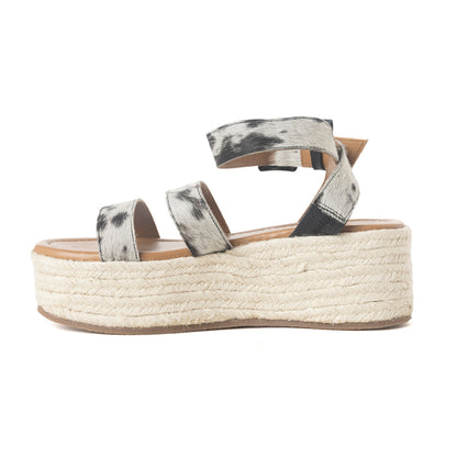 Longhorn Lasso Leather Sandals in Cowprint Hairon