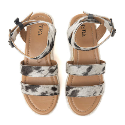 Longhorn Lasso Leather Sandals in Cowprint Hairon