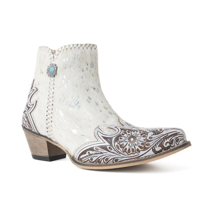 Myra Sierra Belle Handtooled Leather Booties in Almond White