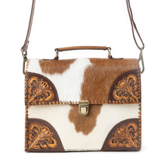 Dakota Dusk Handtooled Bag in Saddle Dust & Moonlight