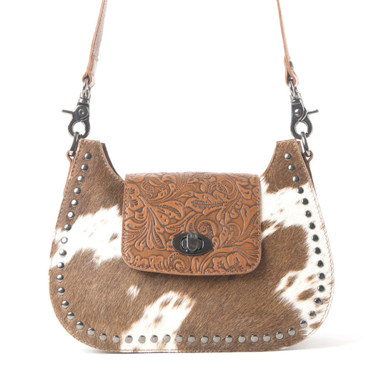 Highland Ridge Leather Bag in Rustic Oak & Winter Mist