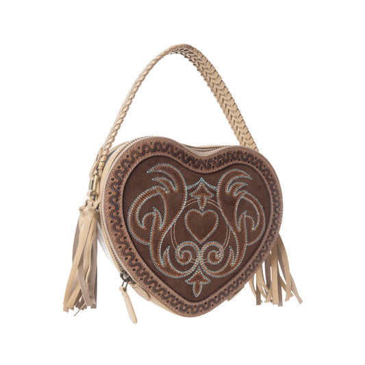 Myra Rodeo Romance Handtooled Leather Bag in Caramel Oak