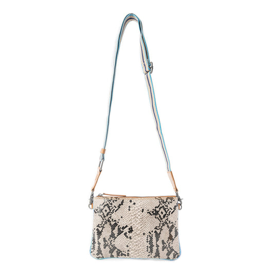 Myra Eden Mirage Leather Bag in Ivory Snake Print