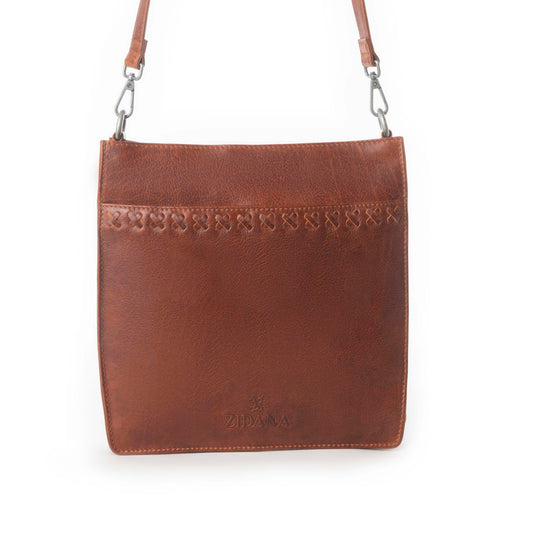 Myra Zidana Mirelle Woven Veg Tanned Leather Sling Bag in Aged Copper