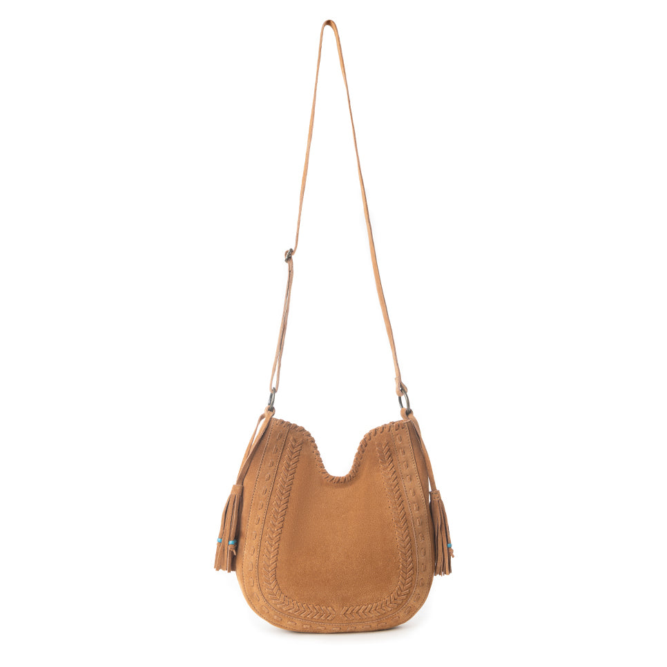 Myra Savannah Sunset Fringed Concealed Carry Leather Bag in Deep Mocha