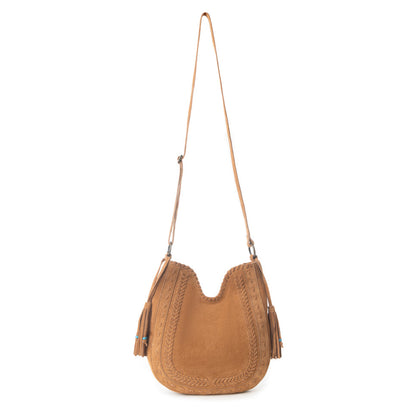 Myra Savannah Sunset Fringed Concealed Carry Leather Bag in Deep Mocha