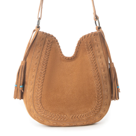 Myra Savannah Sunset Fringed Concealed Carry Leather Bag in Deep Mocha