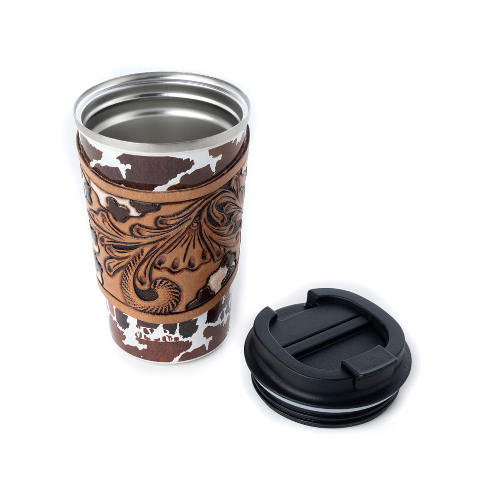 Western Trail Brew Stainless Steel Mug in Brown Leopard Print