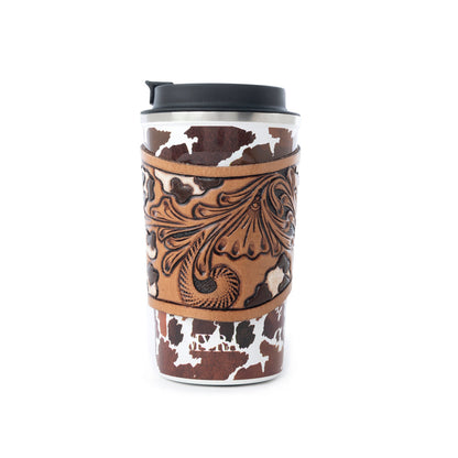 Western Trail Brew Stainless Steel Mug in Brown Leopard Print