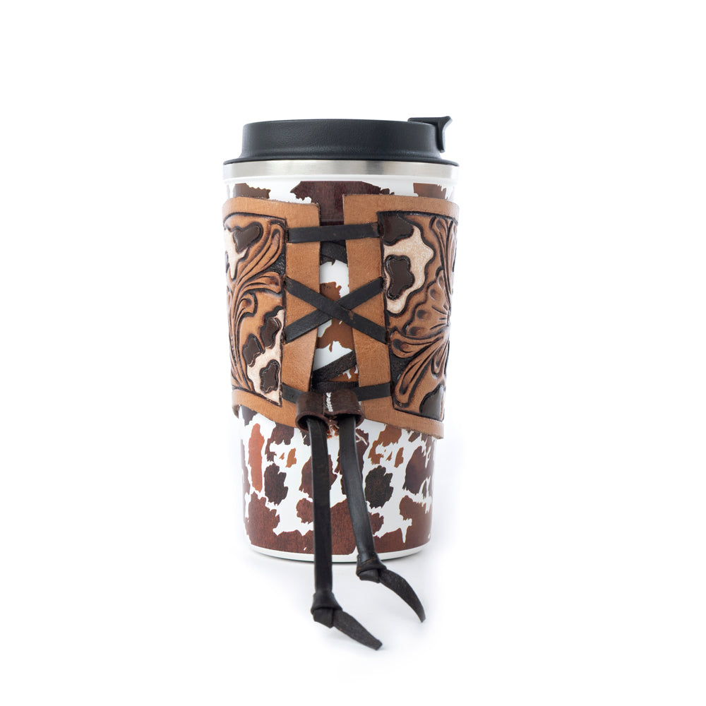 Western Trail Brew Stainless Steel Mug in Brown Leopard Print