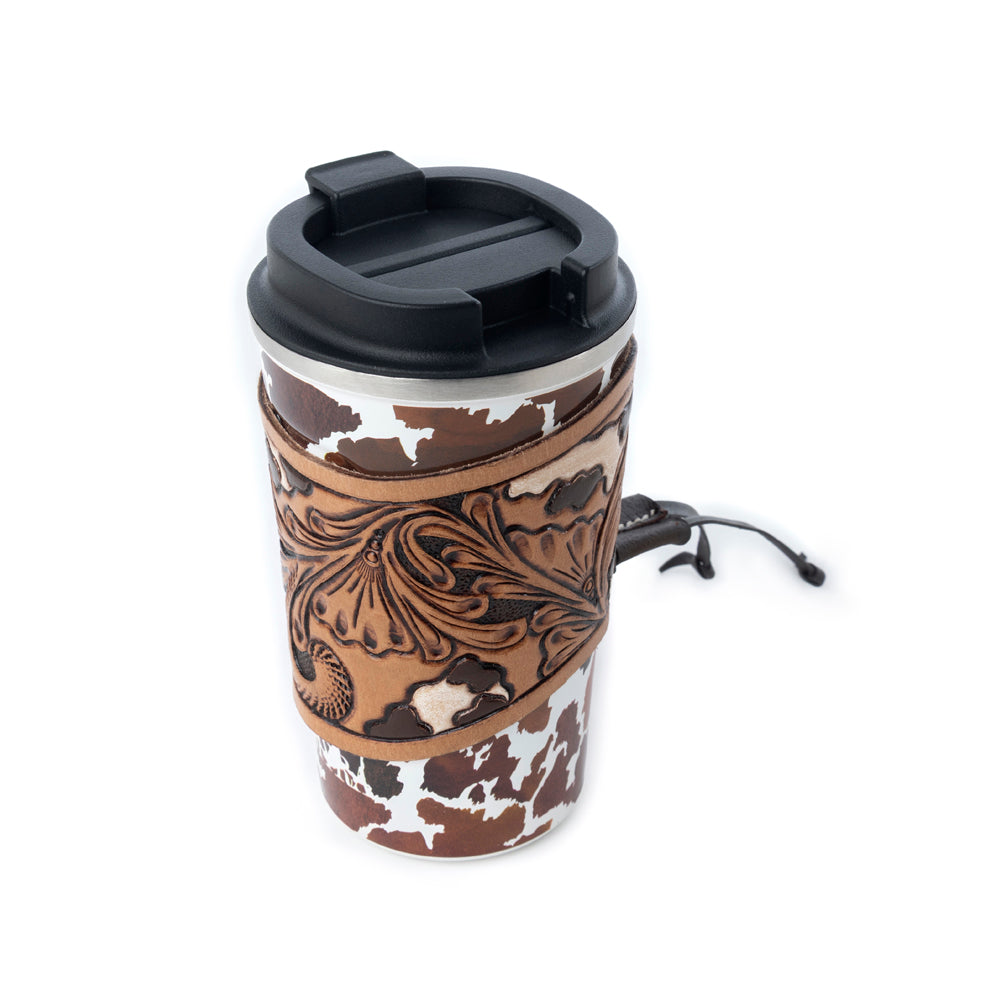Western Trail Brew Stainless Steel Mug in Brown Leopard Print