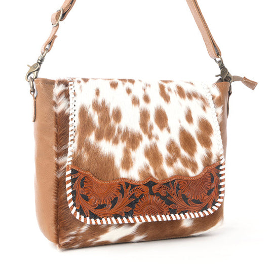 Myra Frontier Drift Hairon Leather Concealed Carry Bag in Canyon Brindle