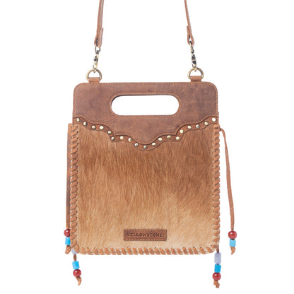 Myra Yellowstone Lone Creek Handtooled Bag in Ivory Mahogany