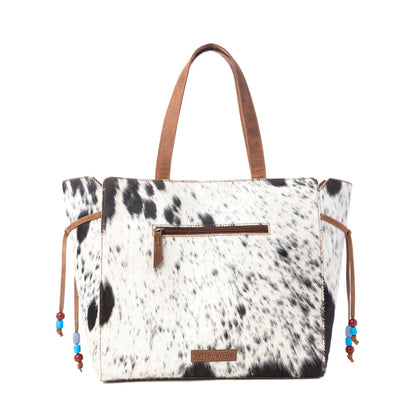 Myra Yellowstone Winter Prairie Handtooled Bag in Ivory Toffee