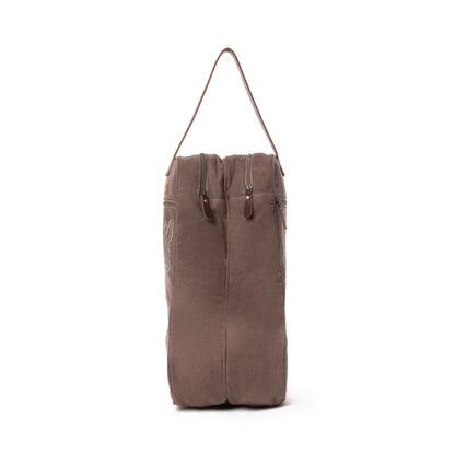 Myra Sunstone Cotton & Leather Boot Bag in Sandy Taupe