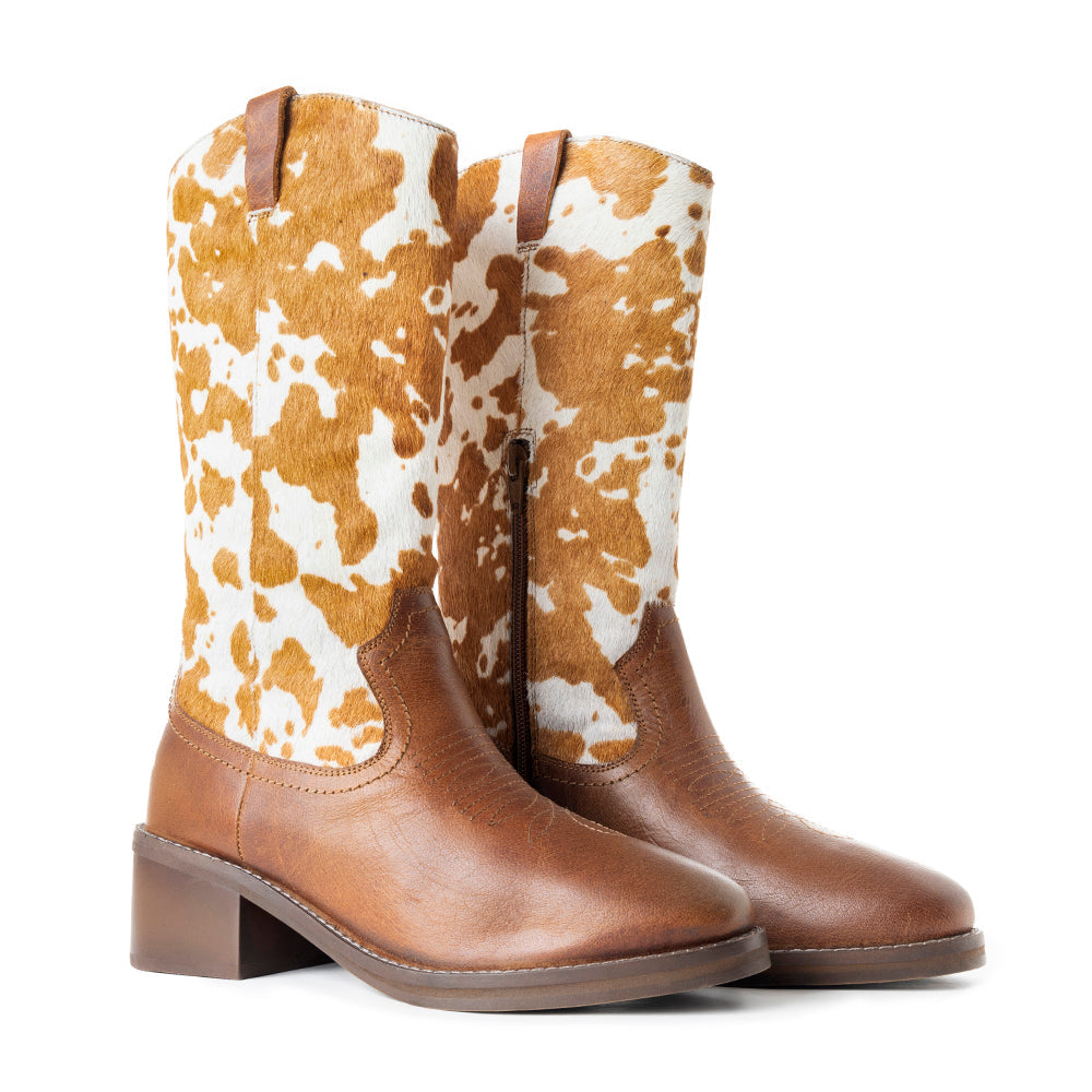 Hairon Leather Womens Cowhide Dress Boots w/ Zipper