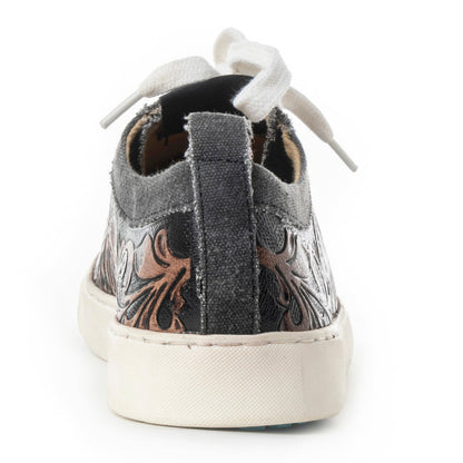 Myra Limited Edition Leather Sneakers for Women - Hand-Tooled Western Lace-Up