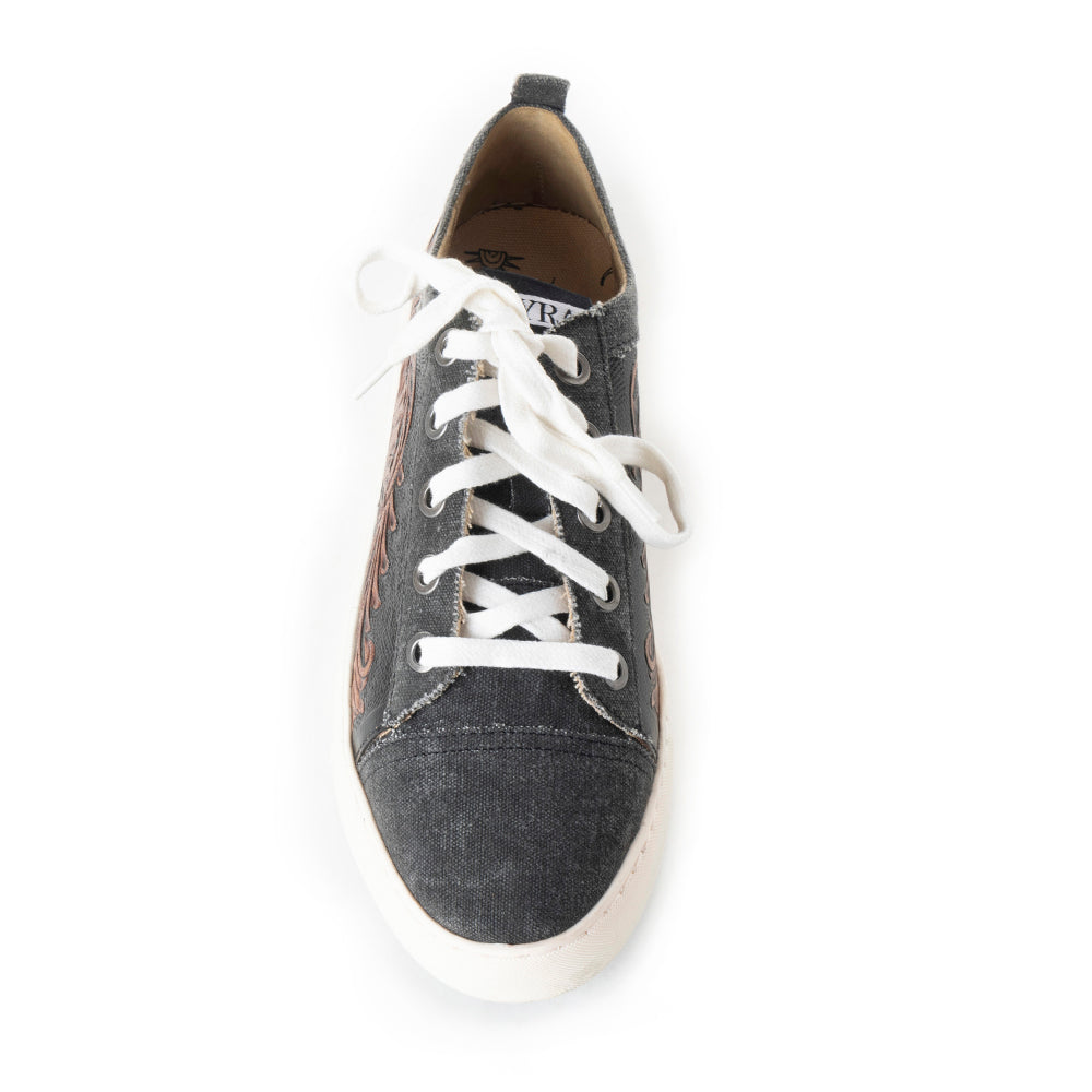 Myra Limited Edition Leather Sneakers for Women - Hand-Tooled Western Lace-Up