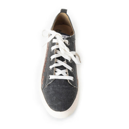 Myra Limited Edition Leather Sneakers for Women - Hand-Tooled Western Lace-Up