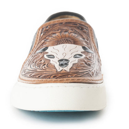 Myra Reflexo Leather Slip-On Shoes - Womens Hairon Cowhide & Floral Tooling