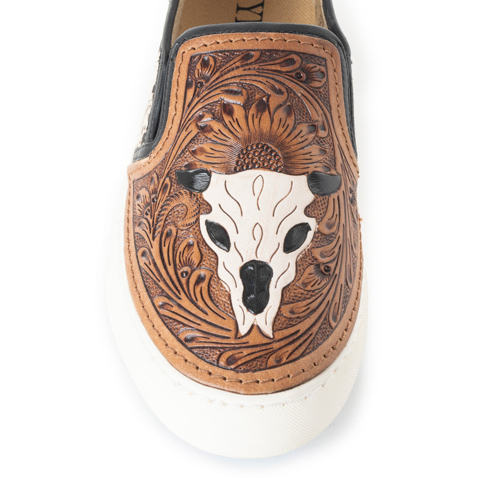 Myra Reflexo Leather Slip-On Shoes - Womens Hairon Cowhide & Floral Tooling
