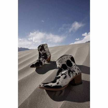 Myra Virginia Trail Hairon Leather Cowgirl Boots for Women Pointed Toe, Low Block Heel, Ranch-Inspired Ankle Fit