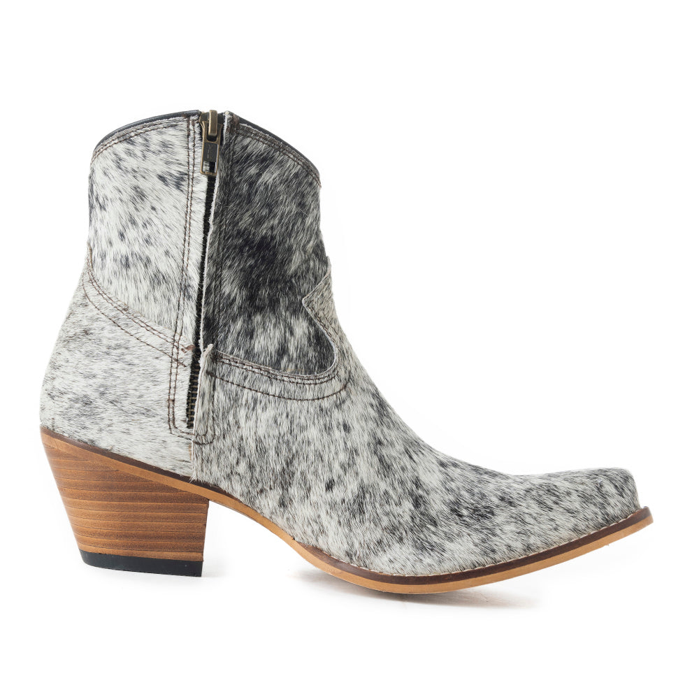 Myra Virginia Trail Hairon Leather Cowgirl Boots for Women Pointed Toe, Low Block Heel, Ranch-Inspired Ankle Fit