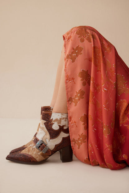 Myra Goldie Hairon Leather Boots for Women - Ankle Boots with Handtooled Leather