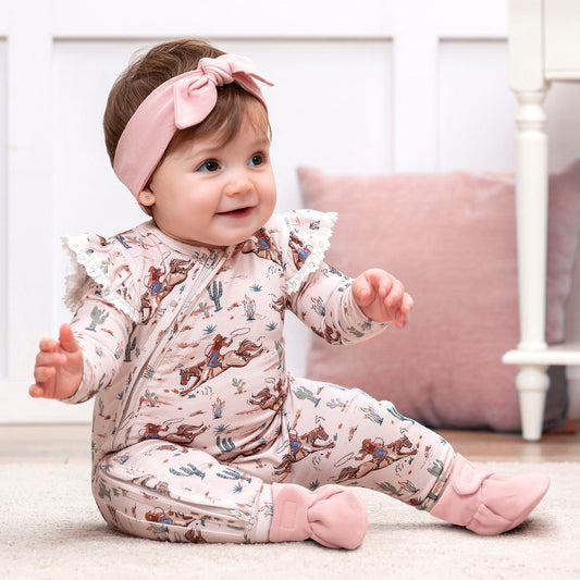 Prairie Princess Baby Girl Bamboo Western Zipper Romper