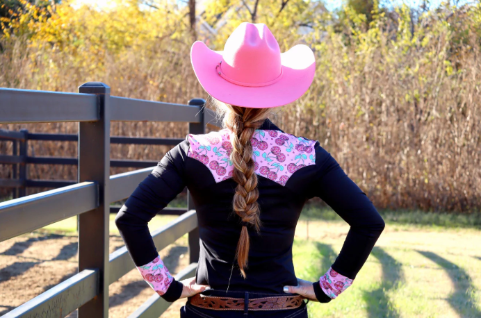 Cherry Groove Girls Western Pearl Snap Rodeo Shirt