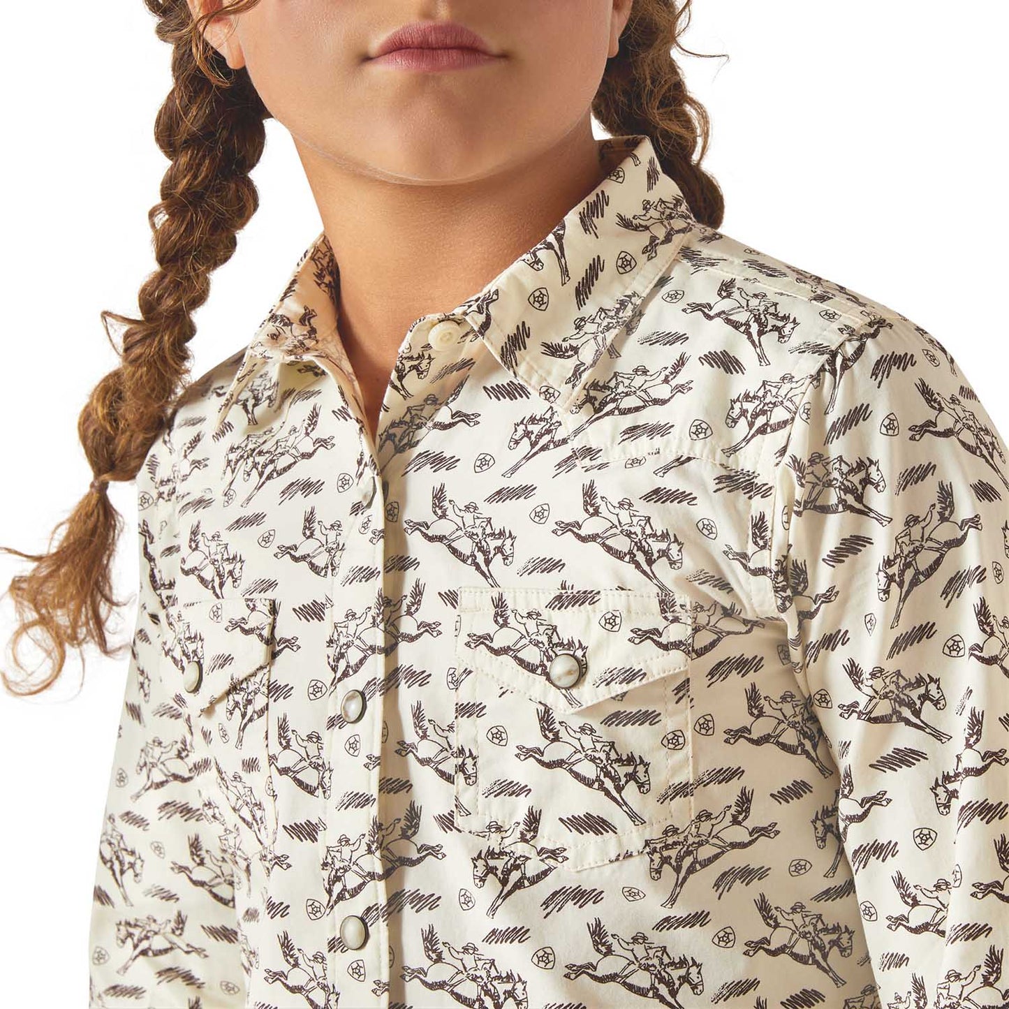 Ariat Youth Western Rodeo Time Rosa Southwest Button Down Shirt