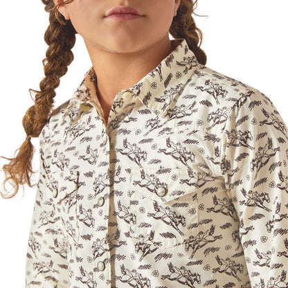 Ariat Youth Western Rodeo Time Rosa Southwest Button Down Shirt