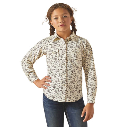 Ariat Youth Western Rodeo Time Rosa Southwest Button Down Shirt