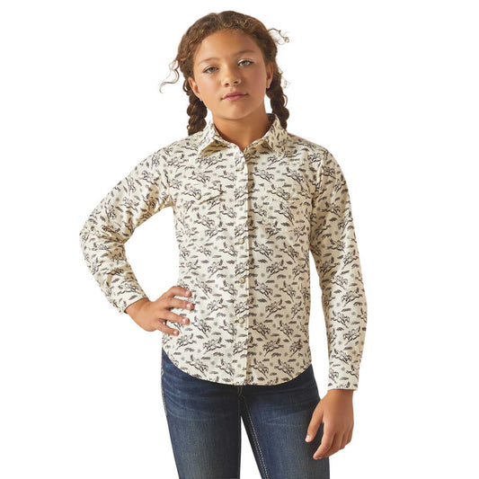 Ariat Youth Western Rodeo Time Rosa Southwest Button Down Shirt