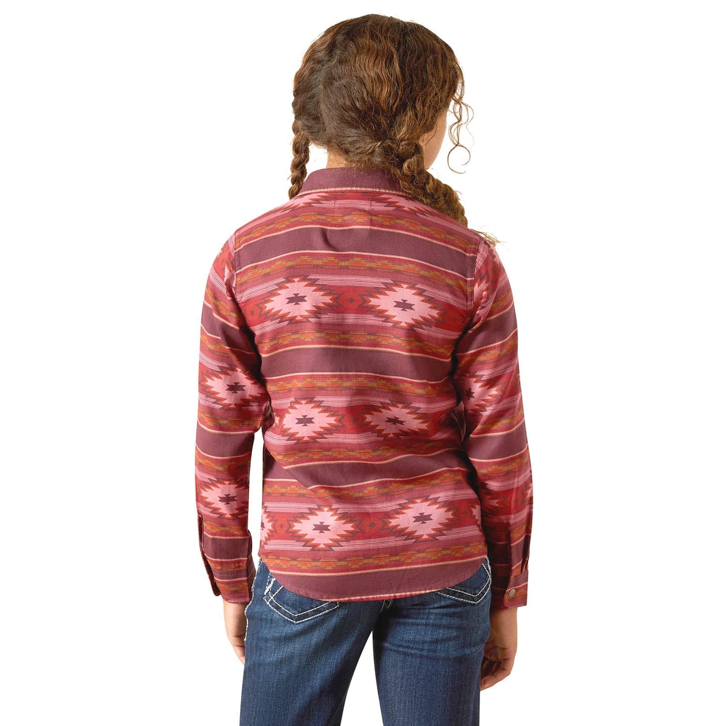 Ariat Youth Western Rodeo Time Rosa Southwest Button Down Shirt
