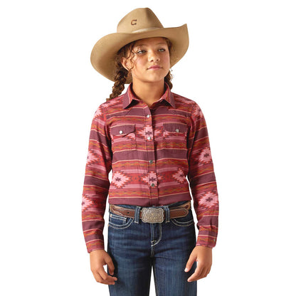 Ariat Youth Western Rodeo Time Rosa Southwest Button Down Shirt