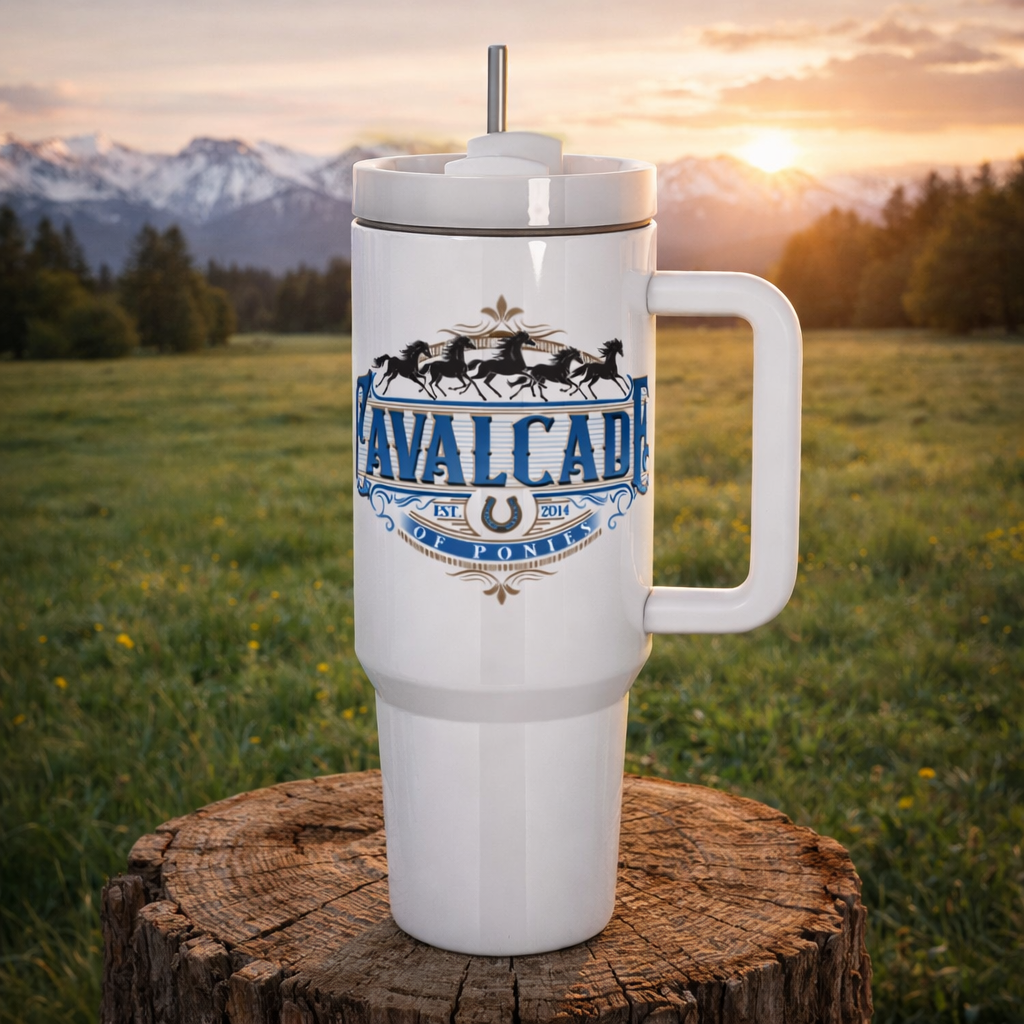 Cavalcade Of Ponies (Ornate) - Insulated 40oz Tumbler w/ Handle