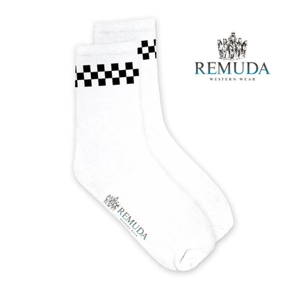 Checkered Adult Unisex Western Crew Socks Black