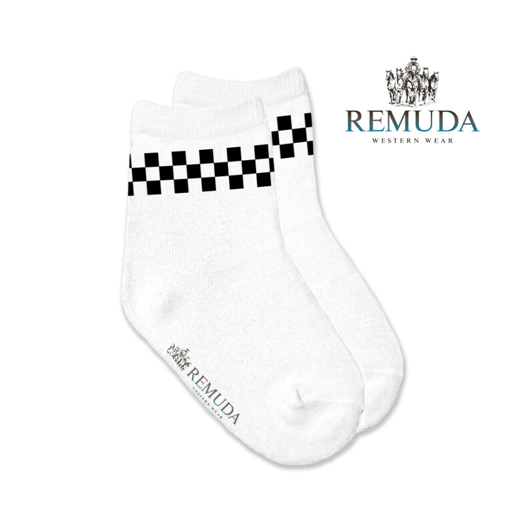 Checkered Infant Western Baby Crew Socks Black