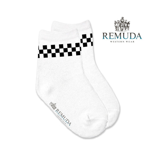 Checkered Infant Western Baby Crew Socks Black