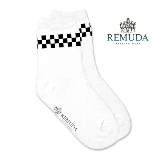 Checkered Kids Western Crew Socks Black