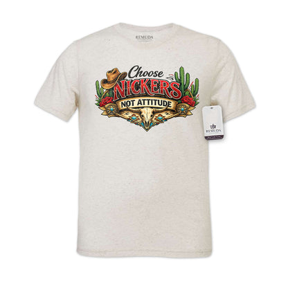 Choose Nickers Not Attitude Adult Unisex Western Watercolor Tee T-Shirt in heather oatmeal