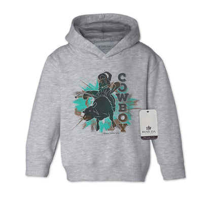 Cowboy Rodeo Bull Rider Toddler Western Hoodie Gray