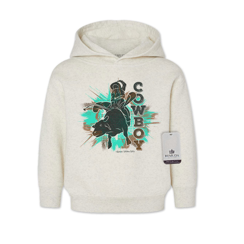 Cowboy Rodeo Bull Rider Toddler Western Hoodie Oatmeal