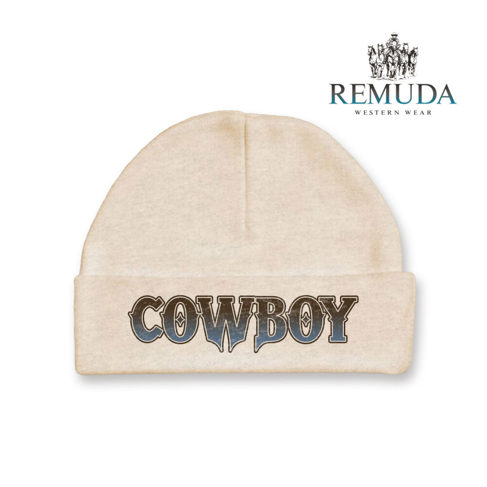 Cowboy Infant Baby Western Beanie Hat Oatmeal