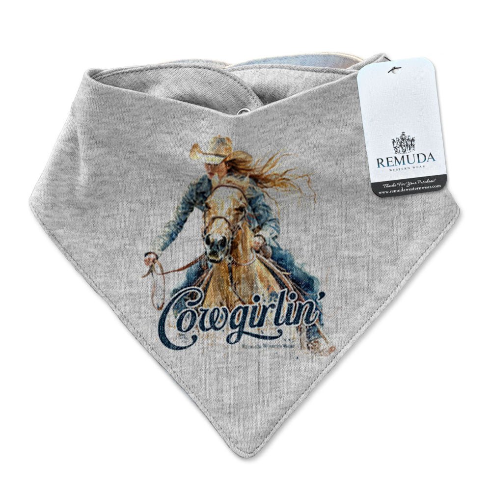 Cowgirlin' Infant / Toddler Western Bandana Bib Gray