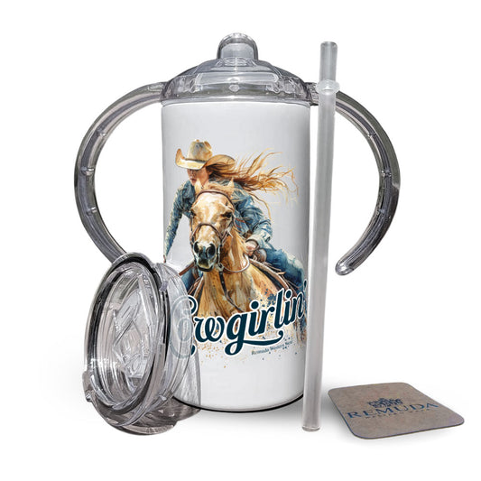 Cowgirlin' Infant & Toddler Western Sippy Cup with Transition Lid and Straw