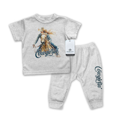 Cowgirlin' Infant Western 2-Piece Sleepwear Pajamas Gray